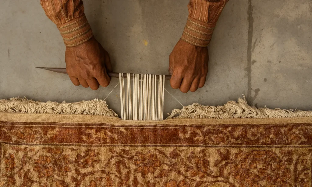 artisan working on a rug