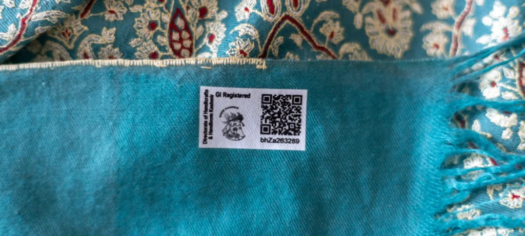 turquoise blue pashmina shawl gi tagged