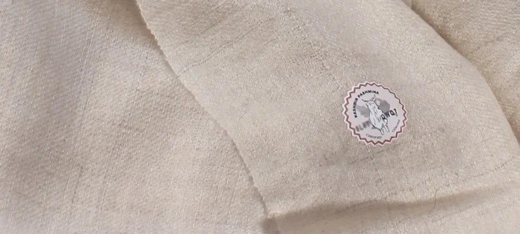 gi tag on a natural colour plain pashmina shawl