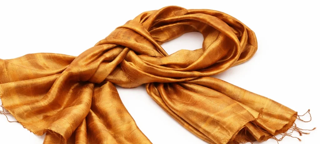 golden colour silk shawl scarf