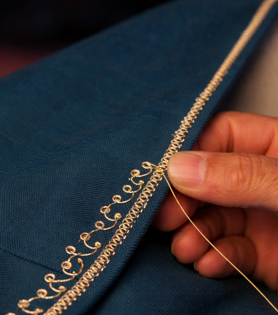 zari work on a pashmina shawl in kashmir