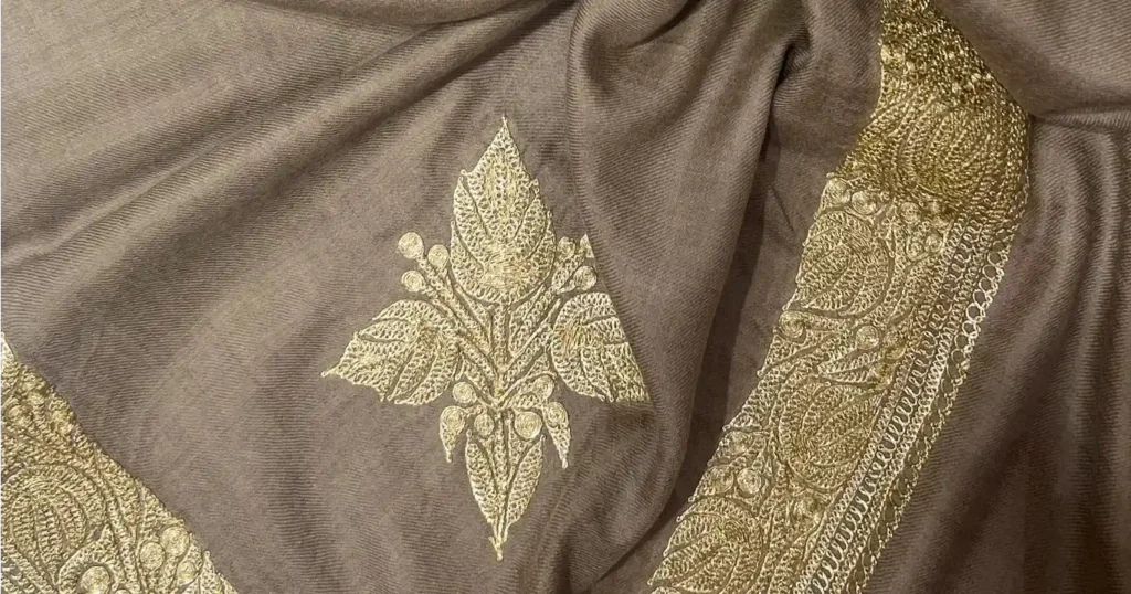 zari work on shawl pashmina kashmir